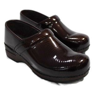 Dansko XP Nursing‎ Clogs Shoes Brown Patent Leather Slip Resistant 41 10.5 11